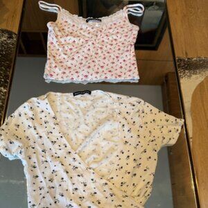 Set of 2 Pre-Loved Brandy Melville Floral Tops - One Size